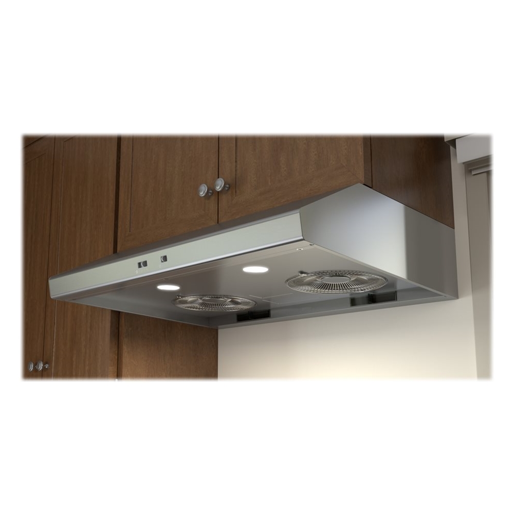 Angle View: Broan - Glacier 36" Convertible Range Hood - Stainless steel