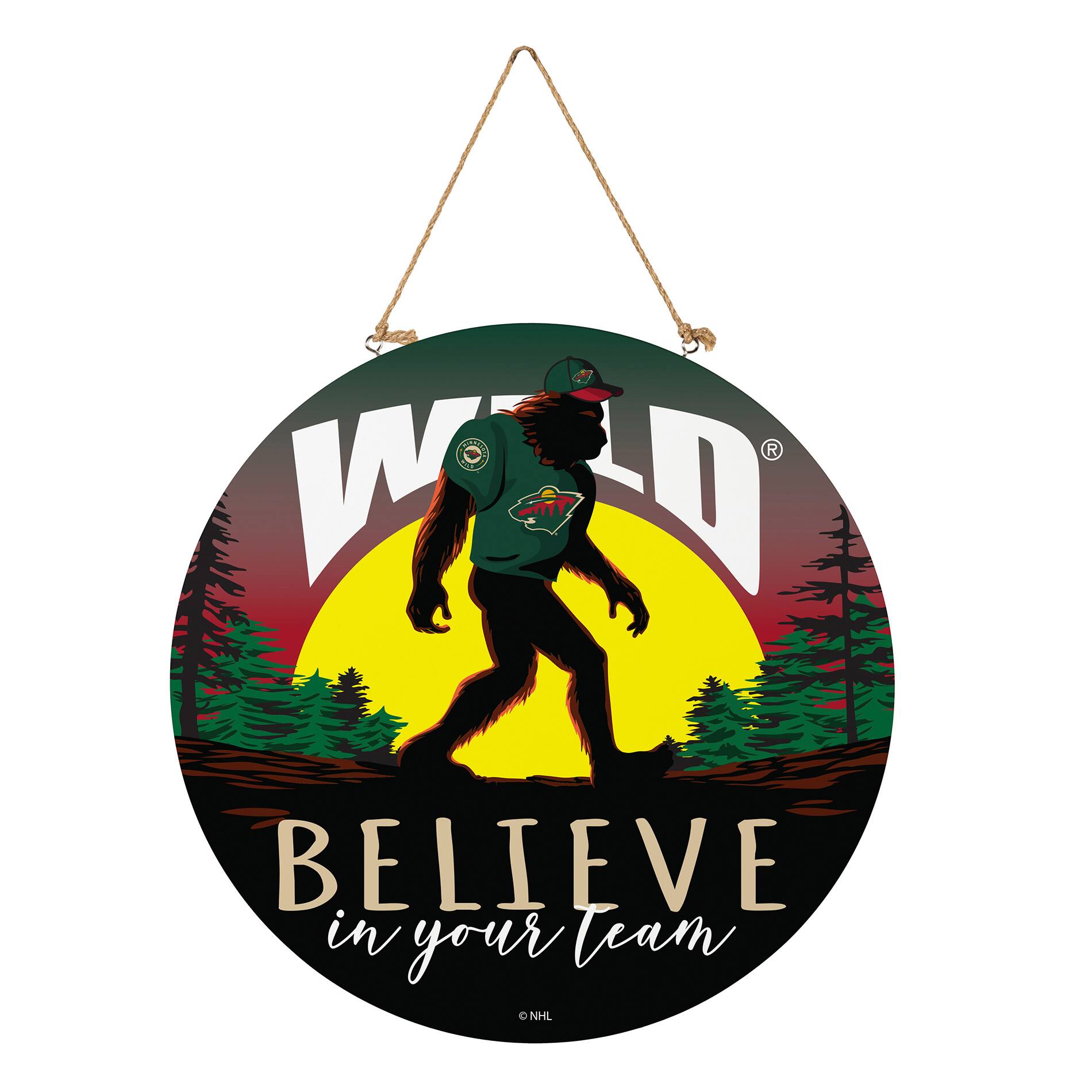 Minnesota Wild 18" Bigfoot "Believe in Yourself" Team Logo Wood Round Door Sign
