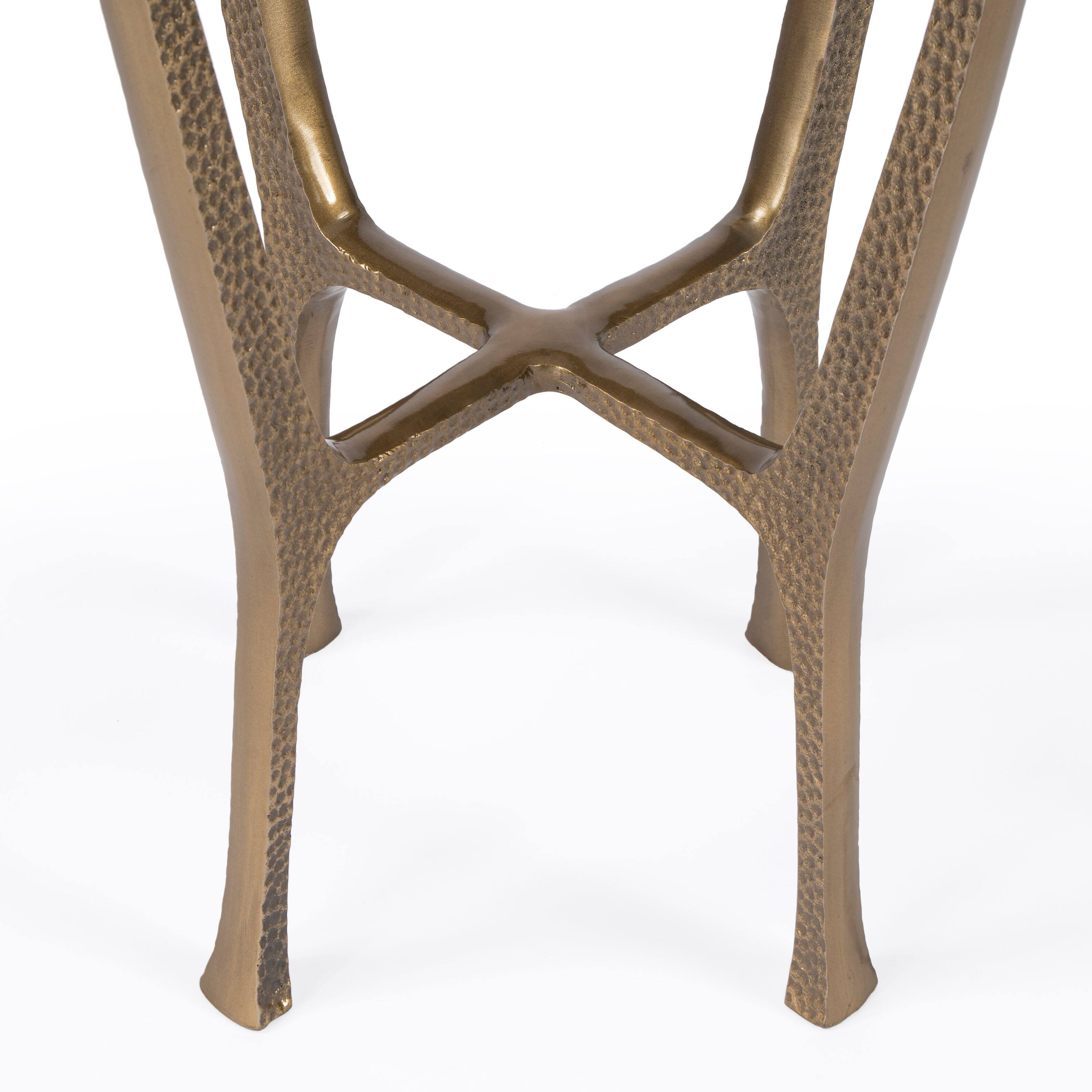 Alt View 6. Butler Specialty - Switlania 16 in. W Round Metal and Marble Side Table - Gold.