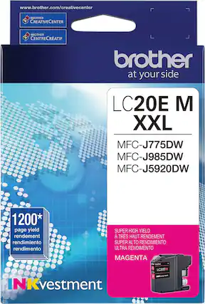 Front. Brother - LC20EM XXL Super High-Yield Ink Cartridge - Magenta - Magenta.