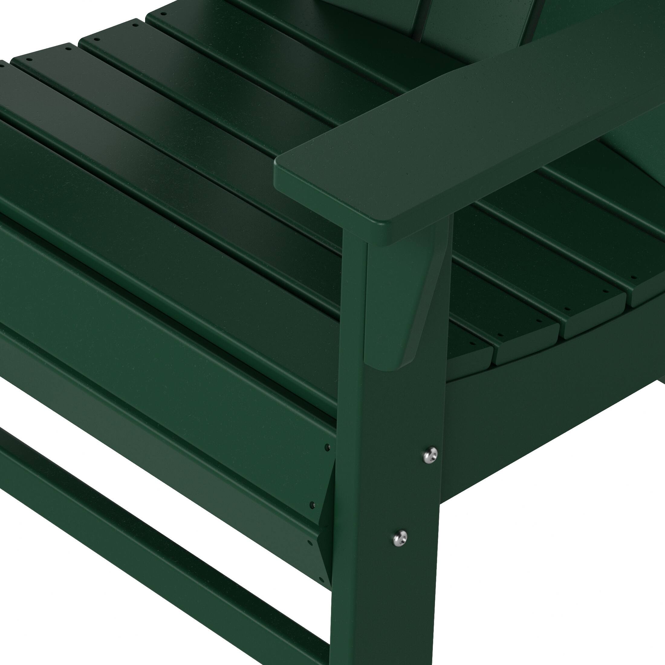 Alt View 4. WestinTrends - WestinTrends Malibu Outdoor Patio HDPE Plastic Adirondack Dining Chair - Dark Green.