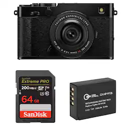 Bundle - Fujifilm - X-E5 Mirrorless Camera with XF 23mm f/2.8 R WR Lens, Black, with 64GB Memory Card and NP-W126 Battery