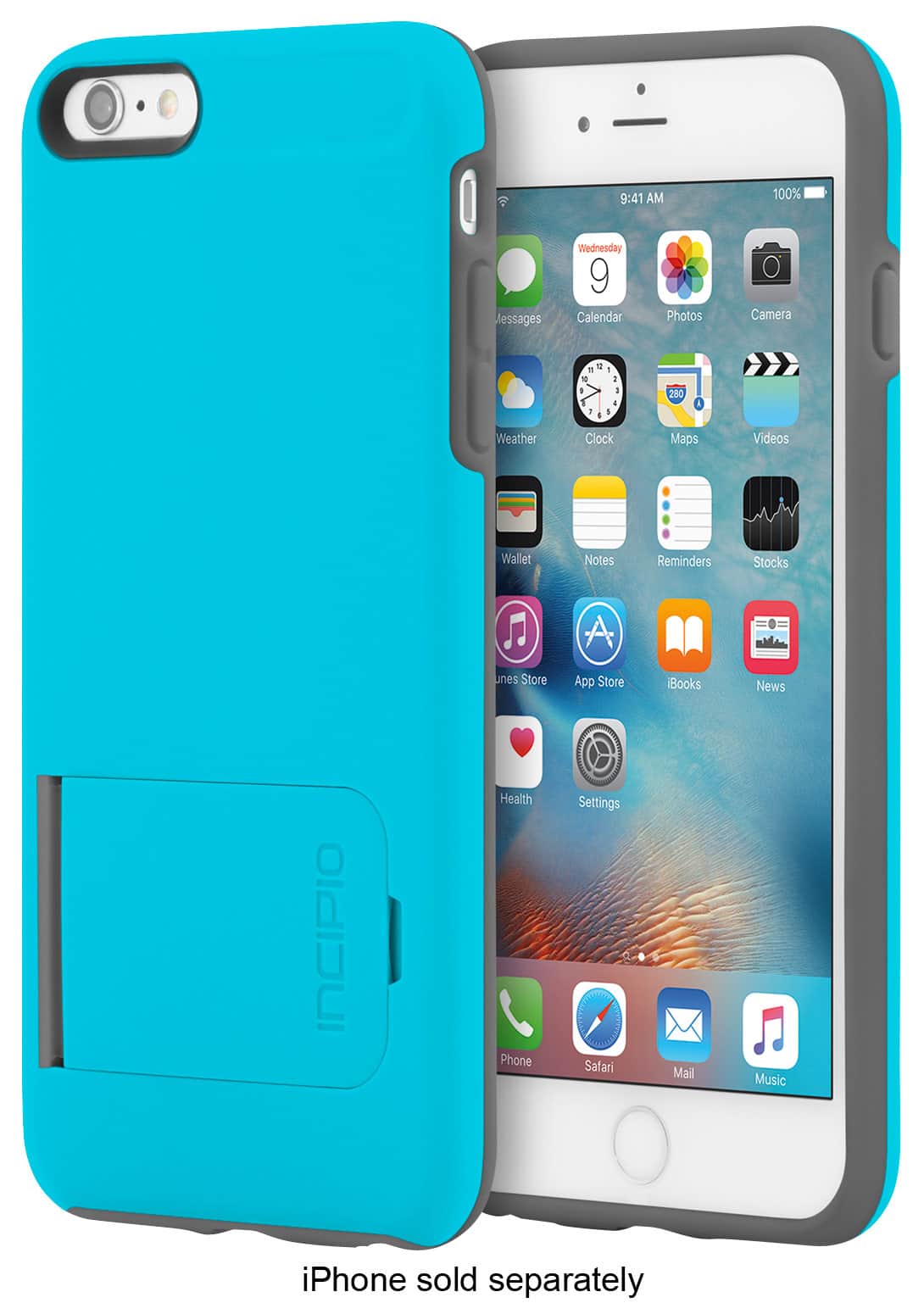 Front. Incipio - KICKSNAP Case for Apple® iPhone® 6 Plus and iPhone 6s Plus - Blue/Gray.