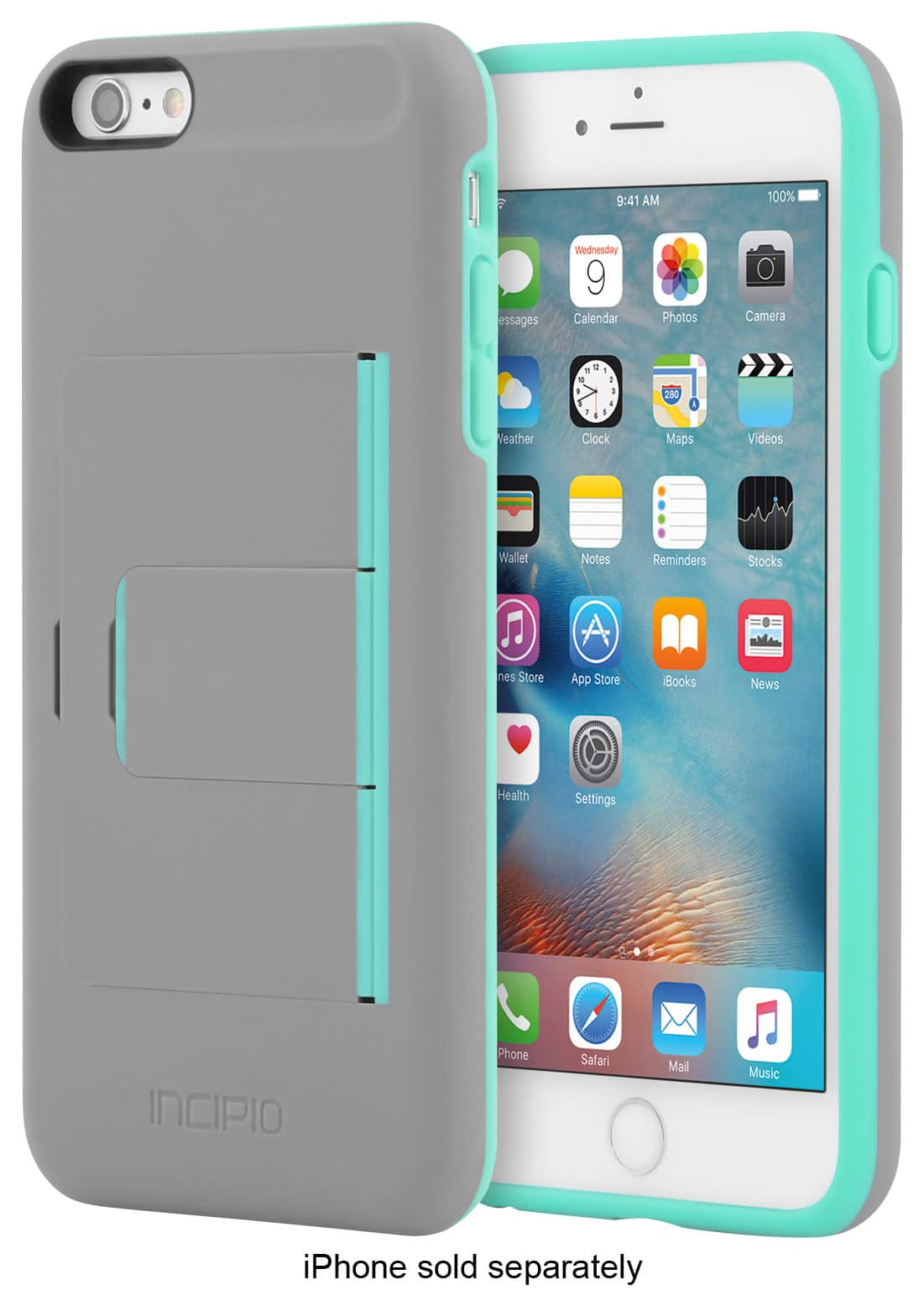 Front. Incipio - STOWAWAY Advance Wallet Case for Apple® iPhone® 6 Plus and iPhone 6s Plus - Dark Gray/Teal.