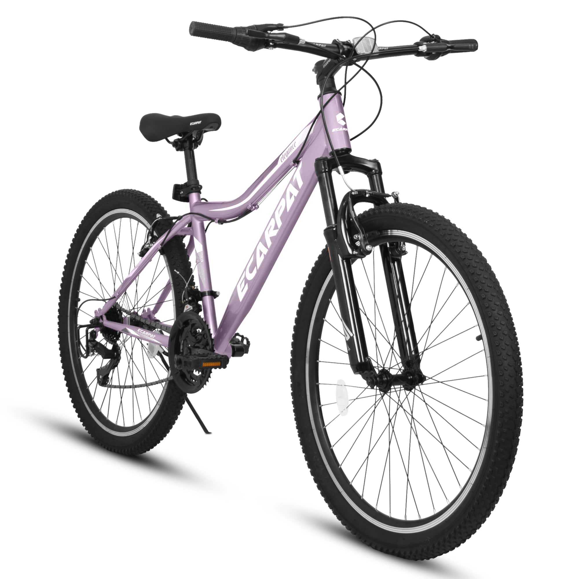 Aukfa - 26 Inch Mountain Bike for Adults & Teens - 21 Speed, Front Suspension, Dual Disc Brakes, Carbon Steel Frame - Purple
