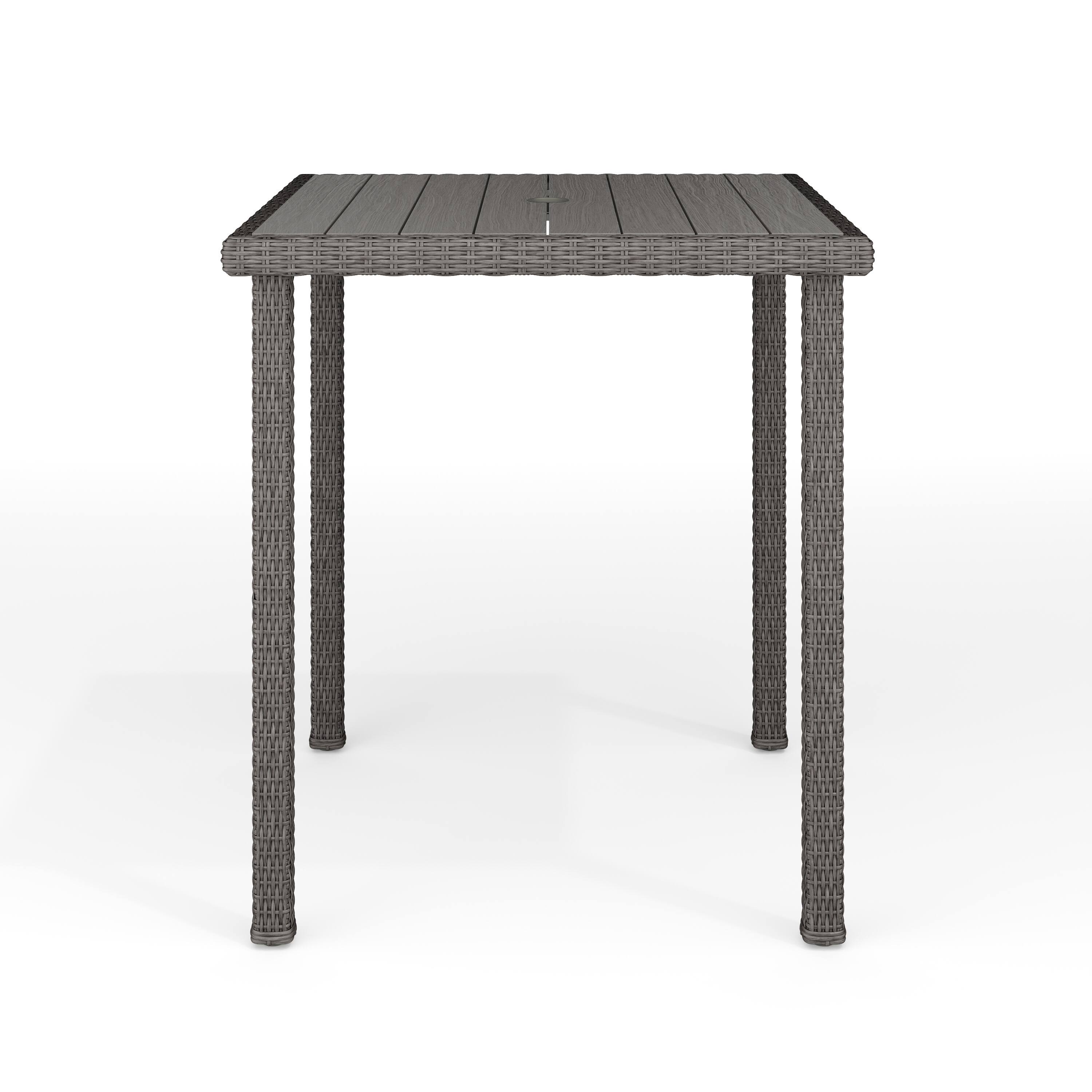 Alt View 7. Martha Stewart - Bedford Outdoor Rattan Wicker Patio Bar Table with Engineered Wood Top - Gray.