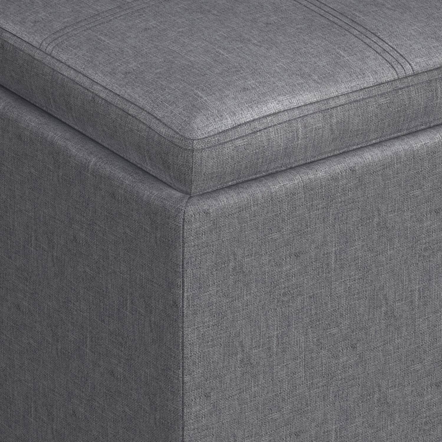 Alt View 11. Simpli Home - Rockwood Cube Storage Ottoman with Tray - Slate Grey.