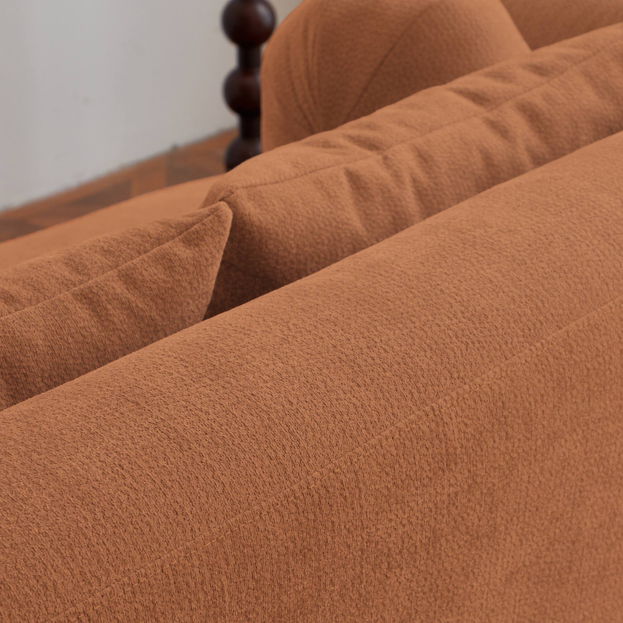 Alt View 7. GOODSILO - Modern Memory Foam Two-Seater Sofa with Deep Seat and Premium Chenille Fabric, No Assembly Required - Orange.