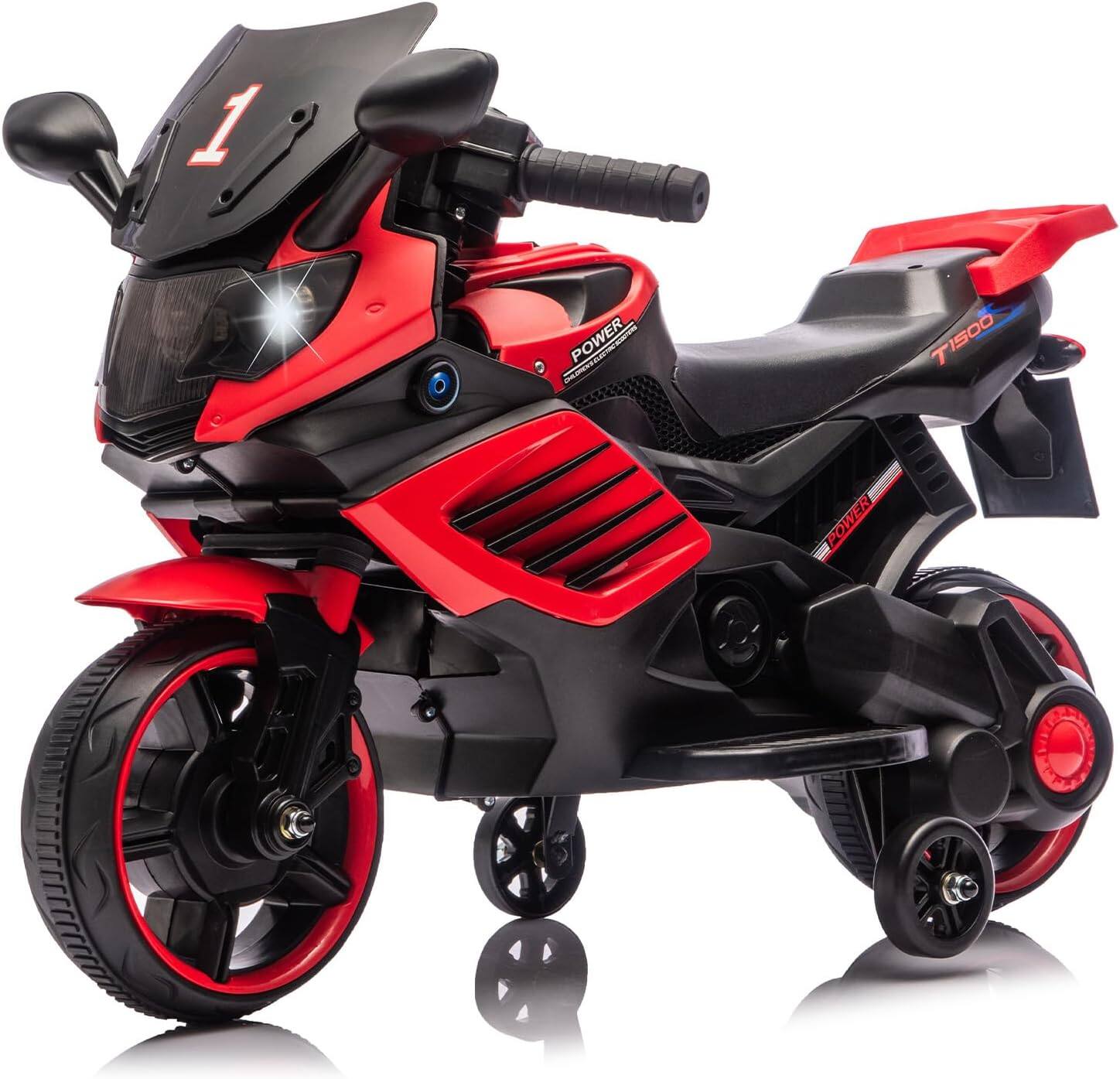 Homhougo - Kids Electric Ride On Motorcycle, 6V Battery Powered Motorcycle for Kids Ages 3+ w/Training Wheels, Auto-Stop Throttle price history on PriceWatchPro