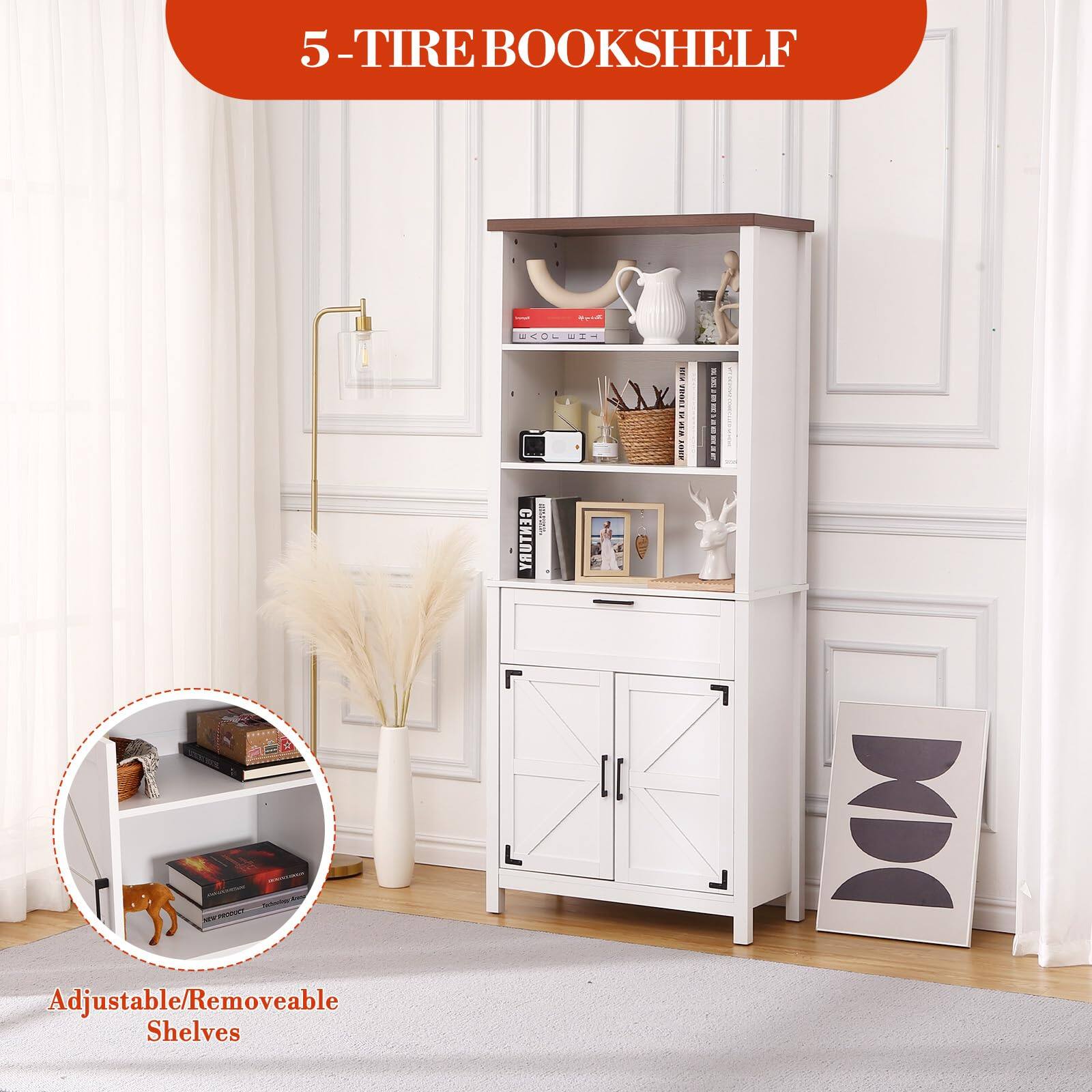 5-TIRE BOOKSHELF

Adjustable/Removable Shelves