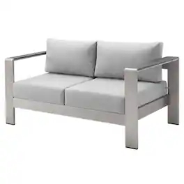 Outdoor Escape - Aluminum Outdoor Loveseat With Sunbrella Fabric Cushions For Patio Relaxation - Gray