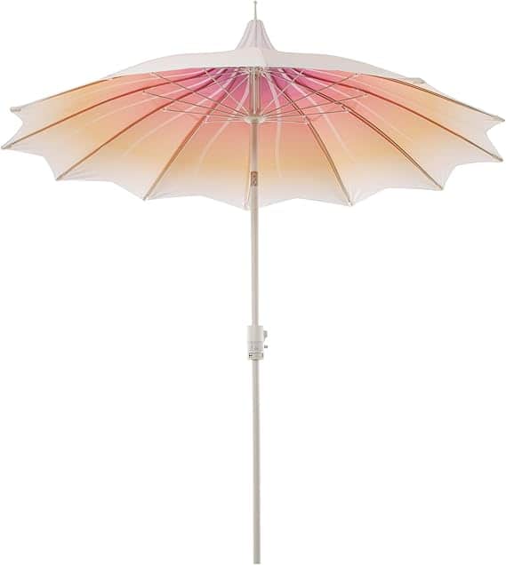 Decksplore - 9ft Outdoor Pagoda Patio Umbrella with Lights, Patio Table Market Umbrella
