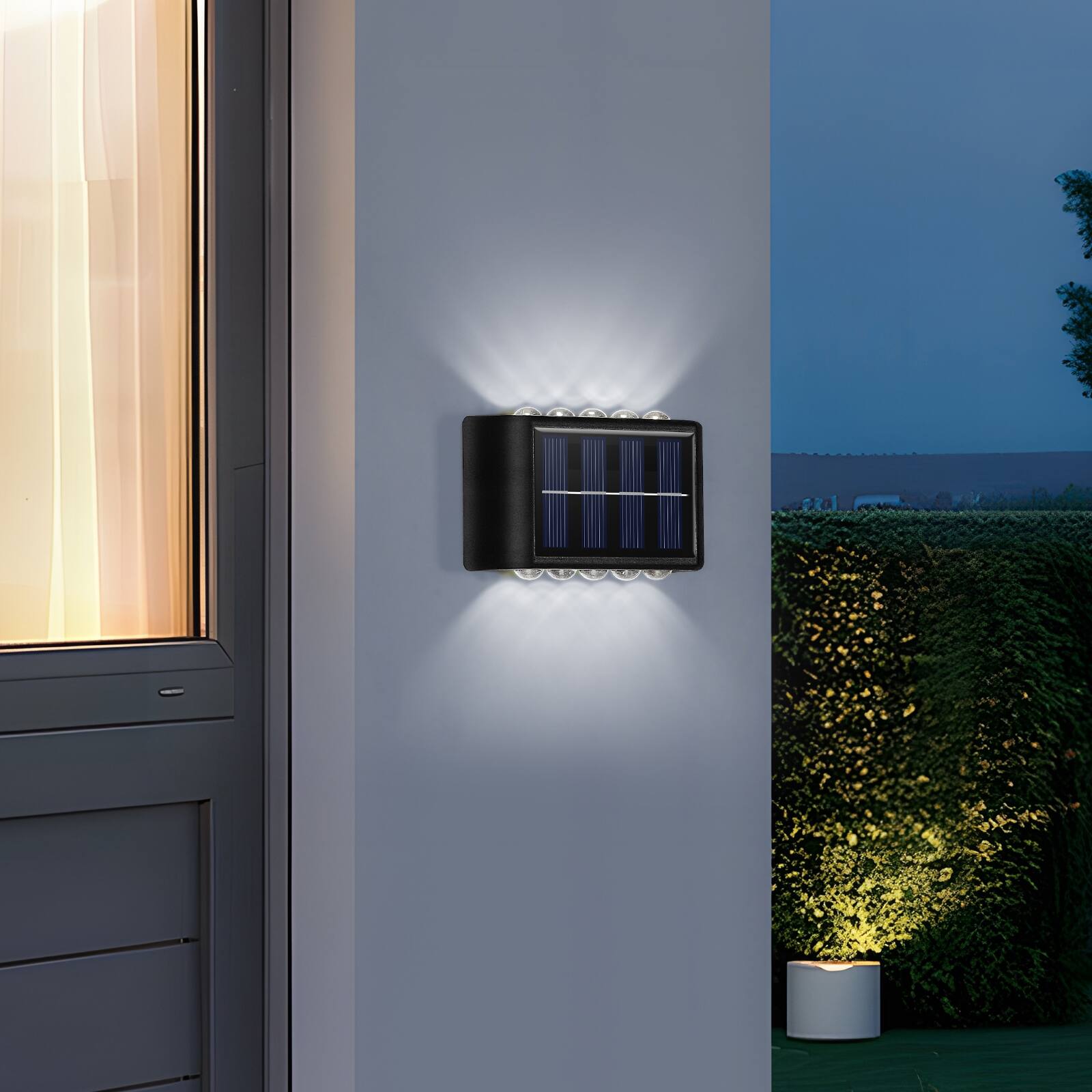 Angle. Oumilen - 6-Pack Solar Wall Washer Lights 3.94In Solar Panel 10LED White Light 8H Working Time Outdoor Lights.