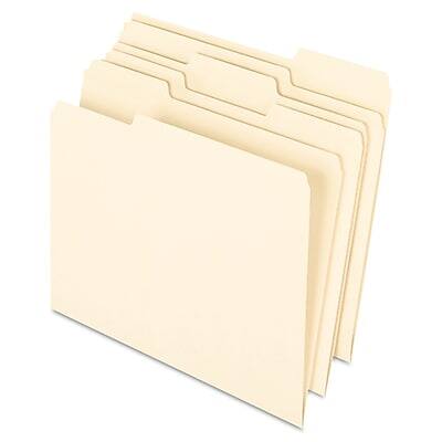 Front. Pendaflex - Earthwise Recycled File Folder, 1/3-Cut Tab, Assorted, Letter Size, Manila, 100/Box - Manila.