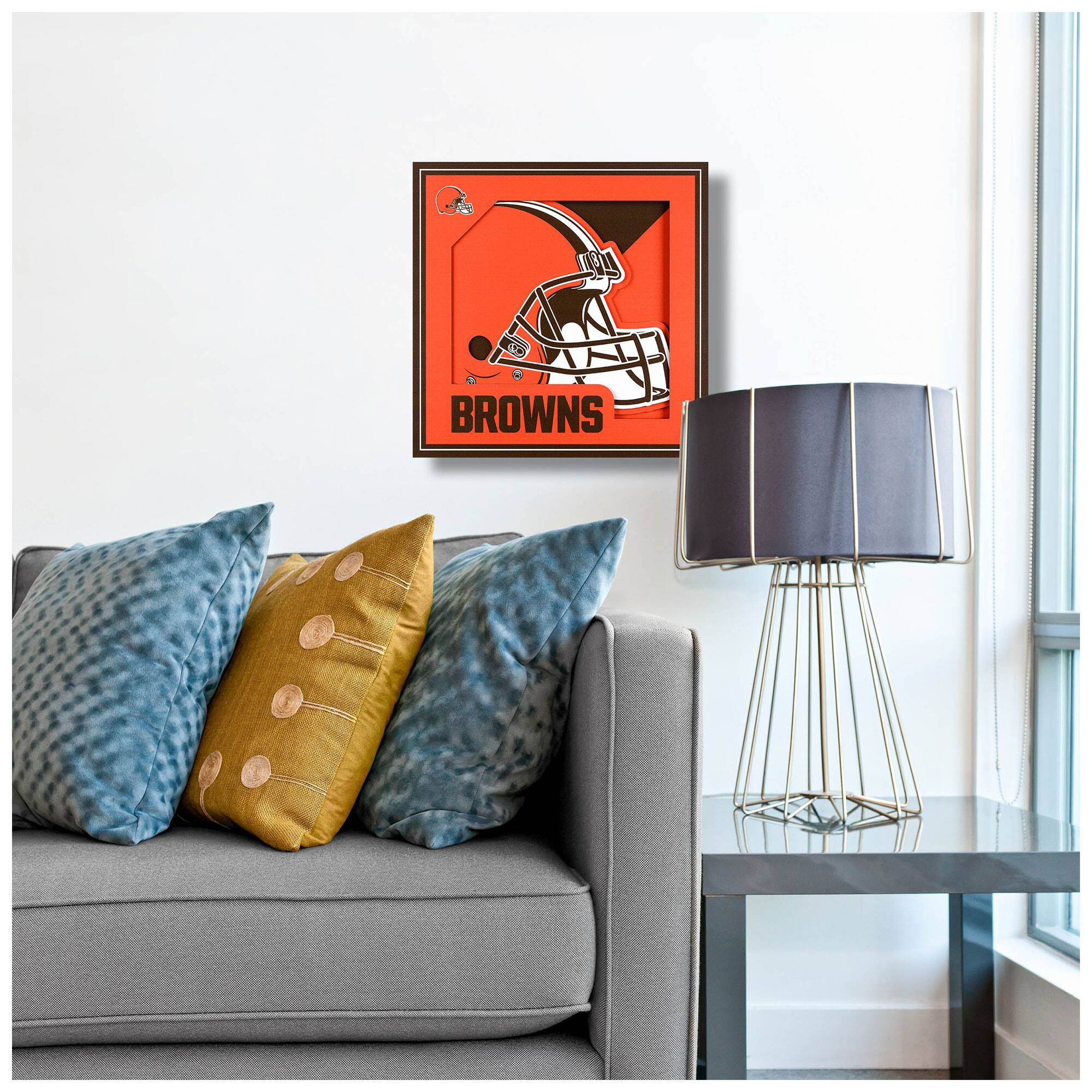 Alt View 3. YouTheFan - Cleveland Browns 12'' x 12'' 3D Logo Wall Art - Multicolor.
