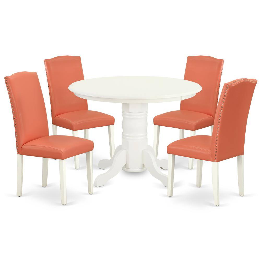 Left. East West Furniture - Dining Room Set Linen White - Brown.