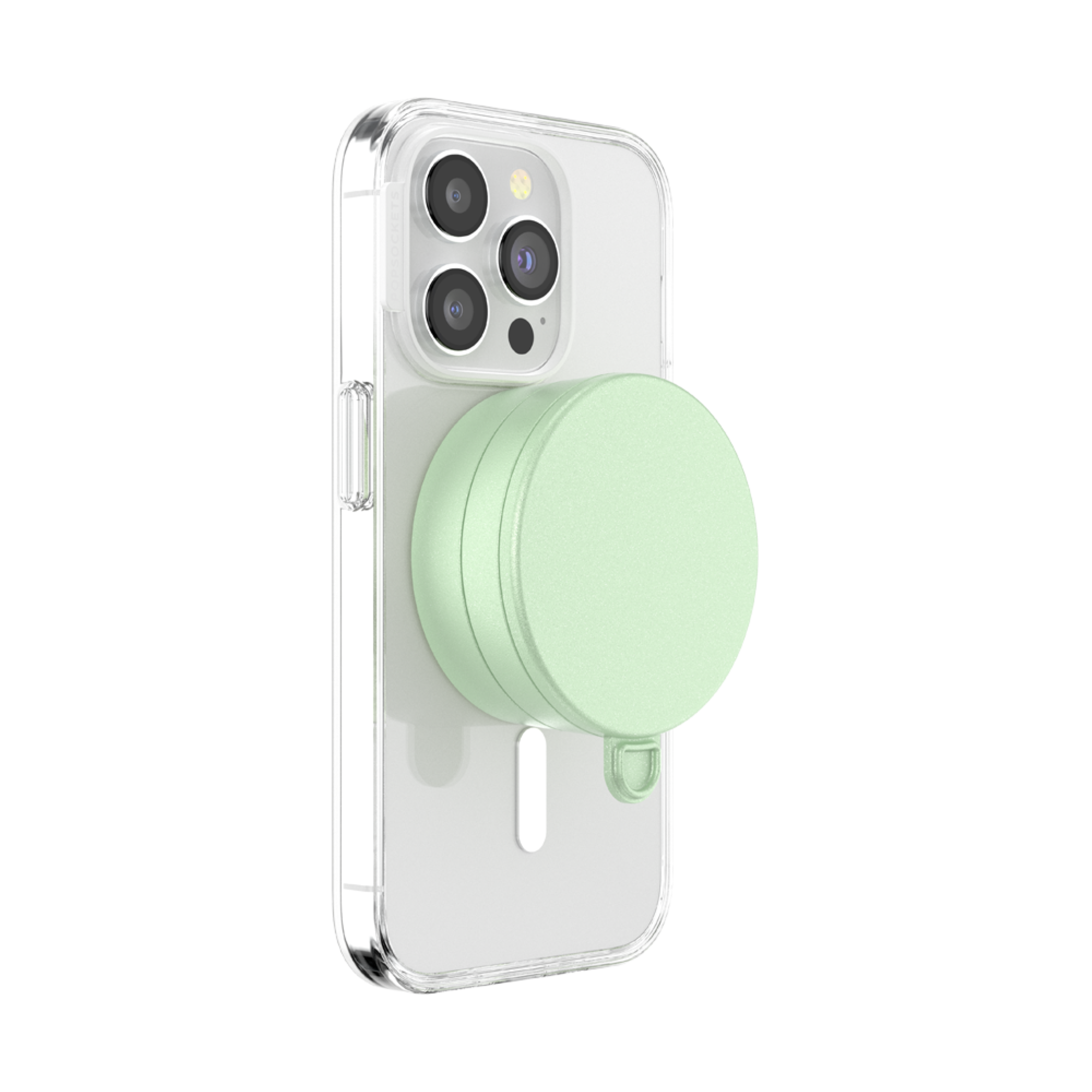 Angle. PopSockets - Multi-Surface Magnetic Suction Phone with MagSafe for Mobile Phones - Metallic Eucalyptus.