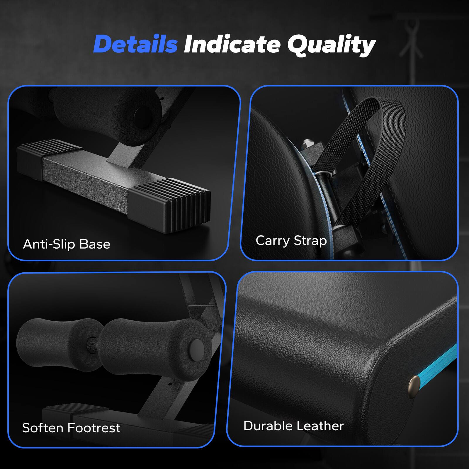 Details Indicate Quality

- Anti-Slip Base
- Carry Strap
- Soften Footrest
- Durable Leather