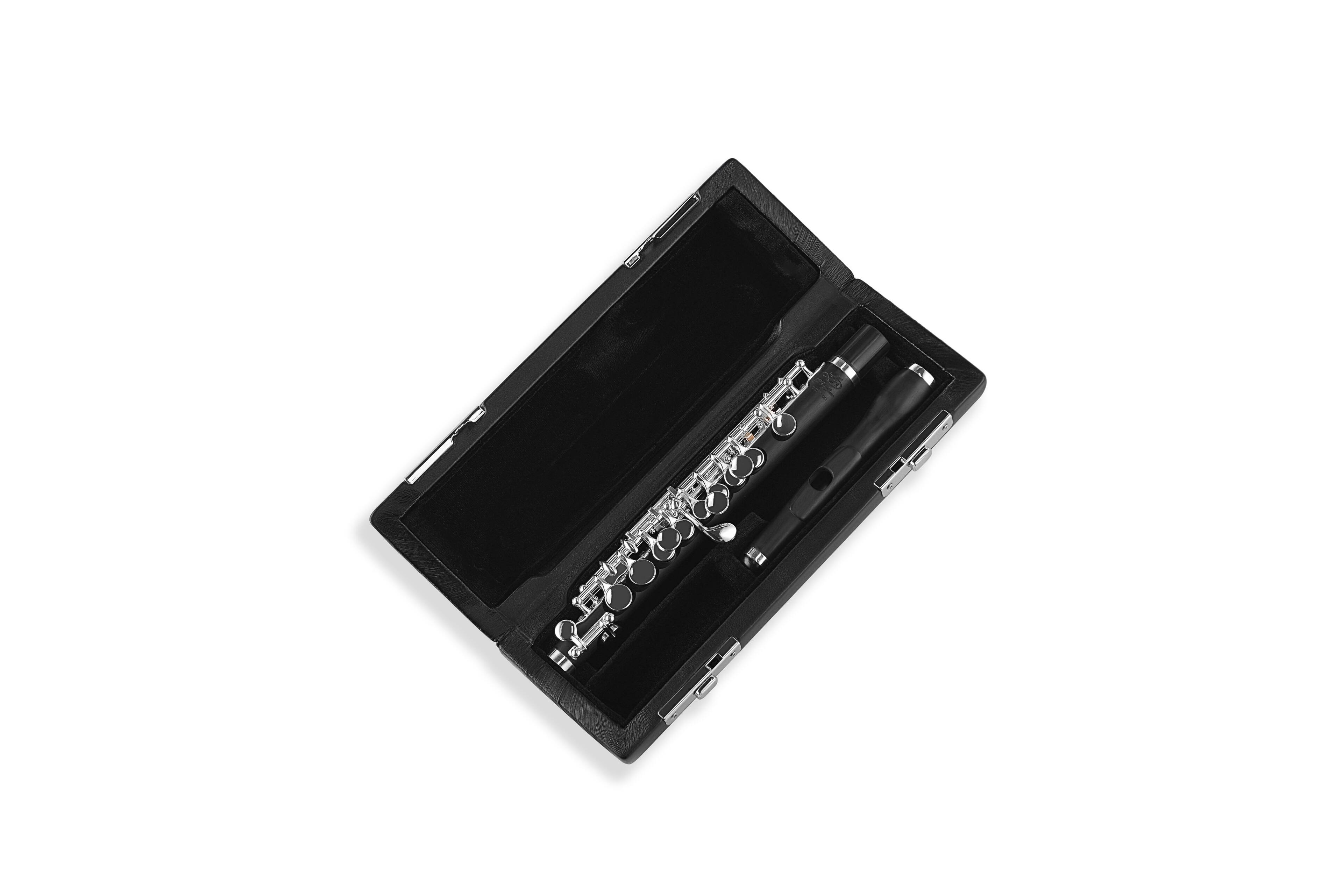 Left. Di Zhao Flutes - DZP-102 Composite Plastic-Grenadilla Piccolo - Black, Silver.