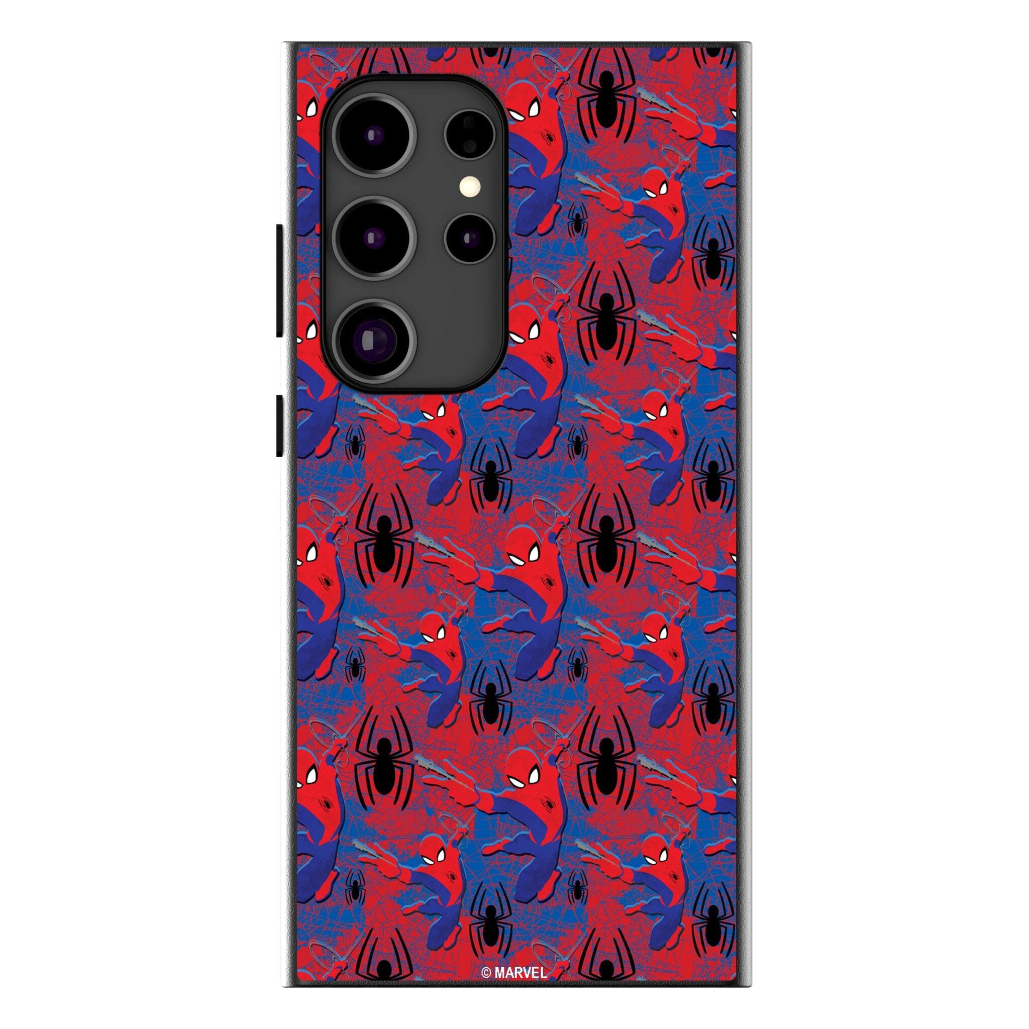 Front. Keyscaper - Marvel Pattern MagSafe Compatible Phone Case - Samsung Galaxy S25 Ultra - Spider-Man.