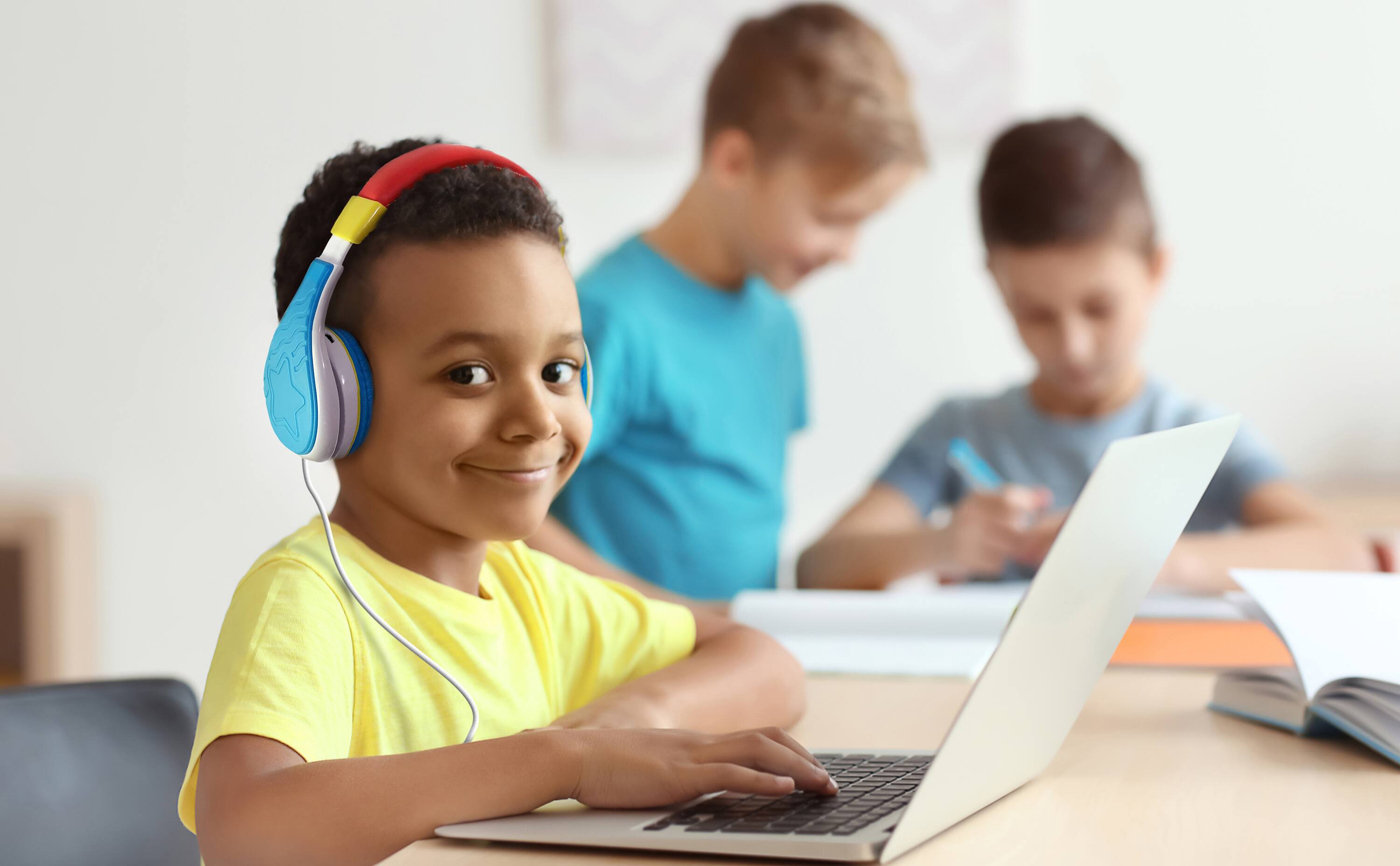 Angle. eKids - eKids Wired Headphones for Kids, Children’s Headphones for School, Home, or Travel - Multicolor - Multicolor.