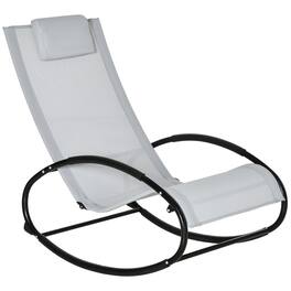 Outsunny - Pool Lounger, Outdoor Rocking Lounge Chair for Sunbathing, Pool, Beach, Porch with Pillow and Cool Mesh - Gray