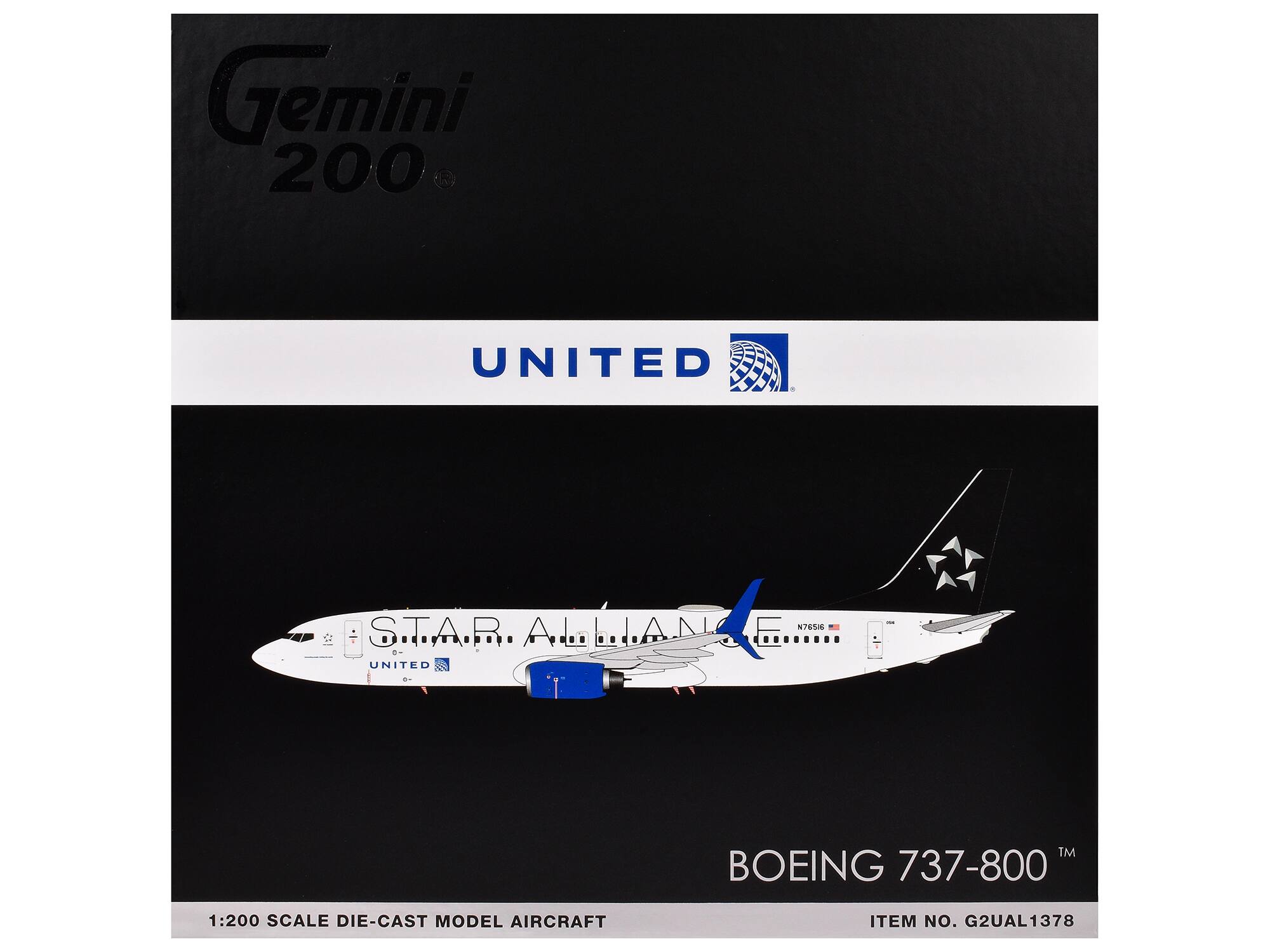 Gemini 200  
UNITED  
STAR ALLIANCE  
BOEING 737-800  
1:200 SCALE DIE-CAST MODEL AIRCRAFT  
ITEM NO. G2UAL1378