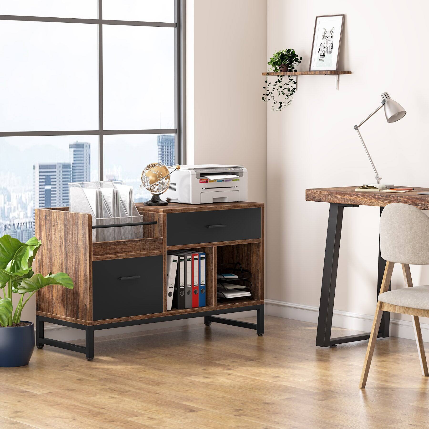 Tribesigns Office File Cabinet with Engineered Wood Construction, for ...