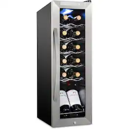 Schmecke - 12 Bottle Compressor Wine Refrigerator, Freestanding Wine Cooler with Lock - Stainless Steel