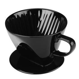Fabibe - Pour Over Coffee Dripper Ceramic Maker With 3 Holes Flat Bottom Easy Manual Slow Brewing Porcelain Filter Cone For Ho - Black