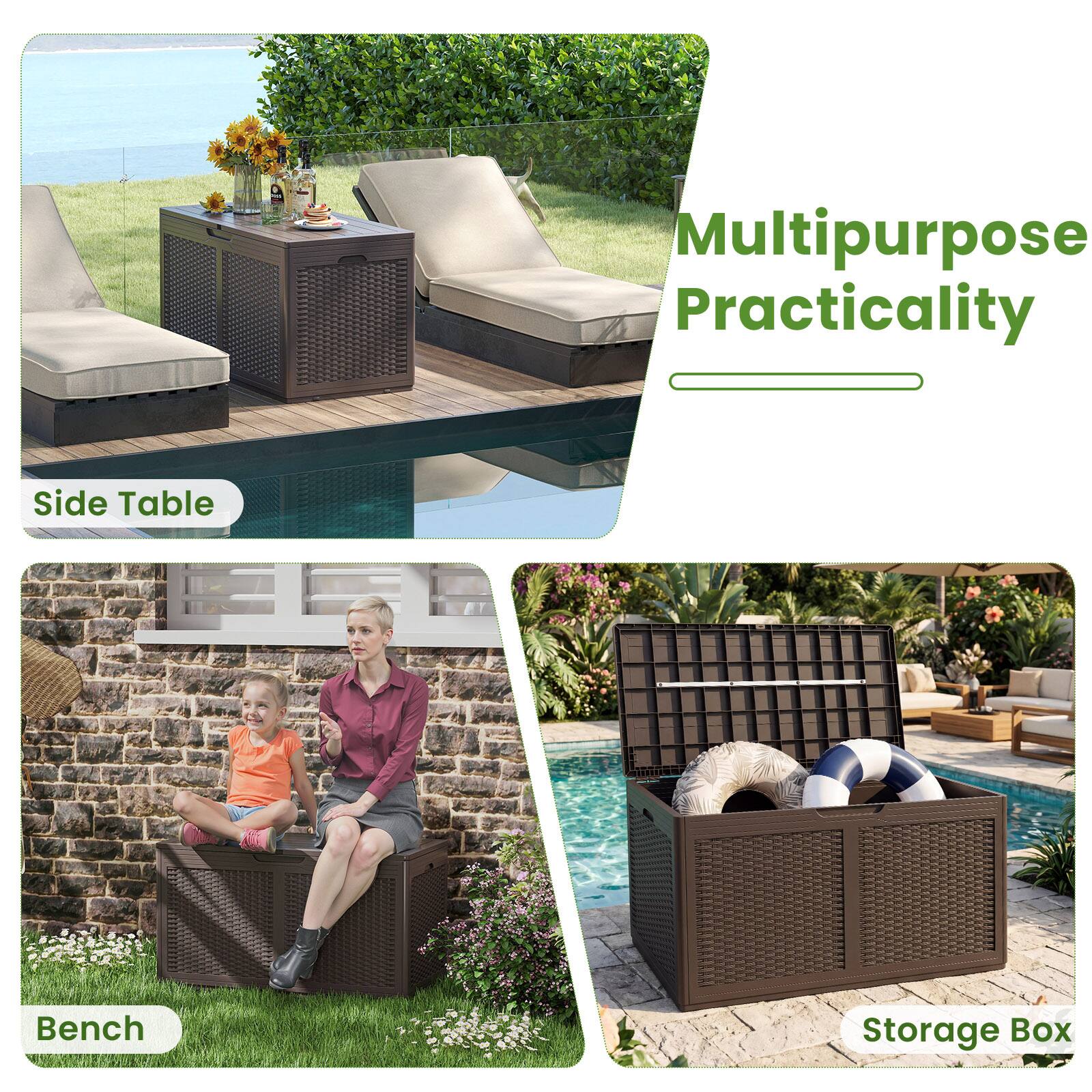 Multipurpose Practicality  
Side Table  
Bench  
Storage Box