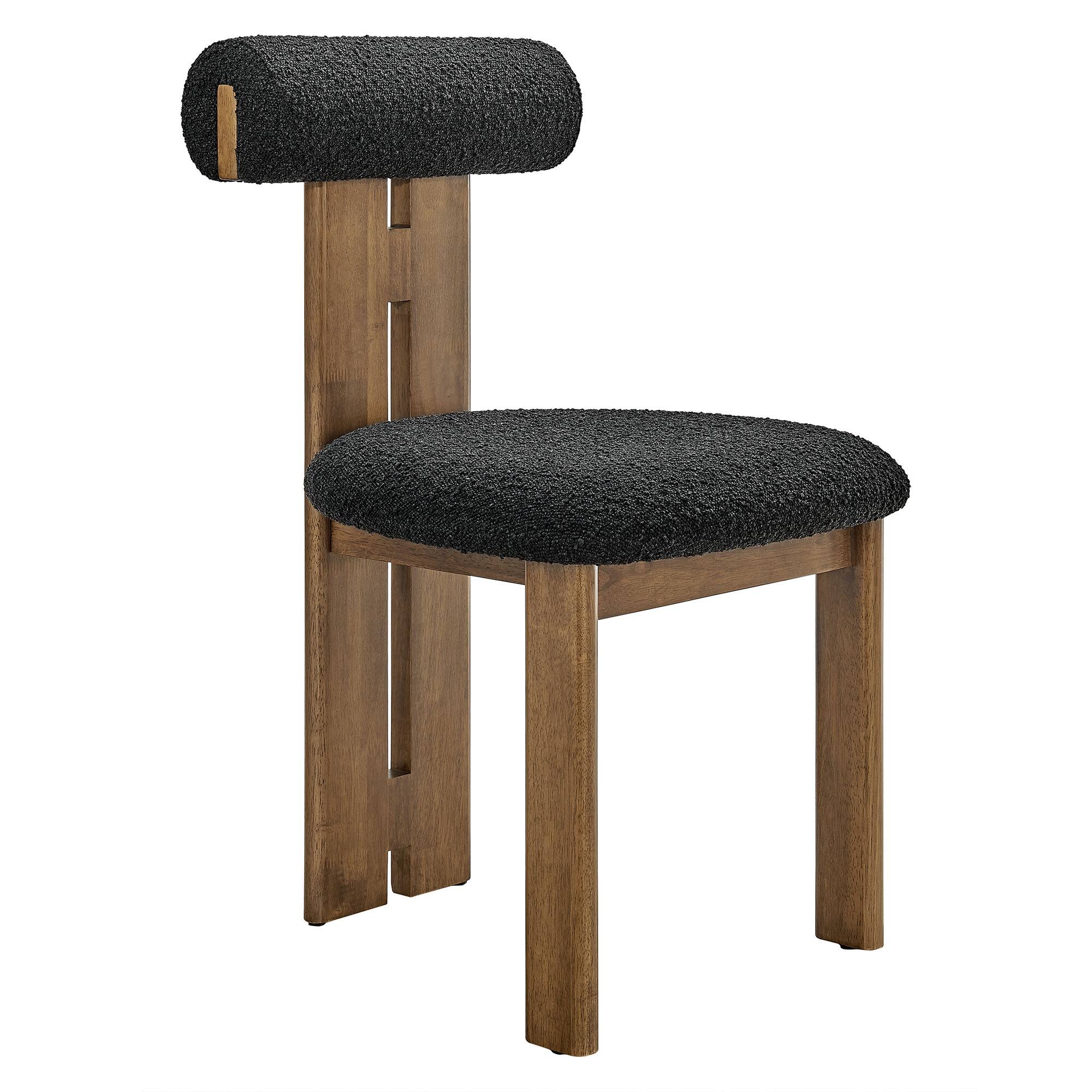 Back. Modway - Torian Boucle Fabric Dining Chair Set of 2 by Modway - Black.