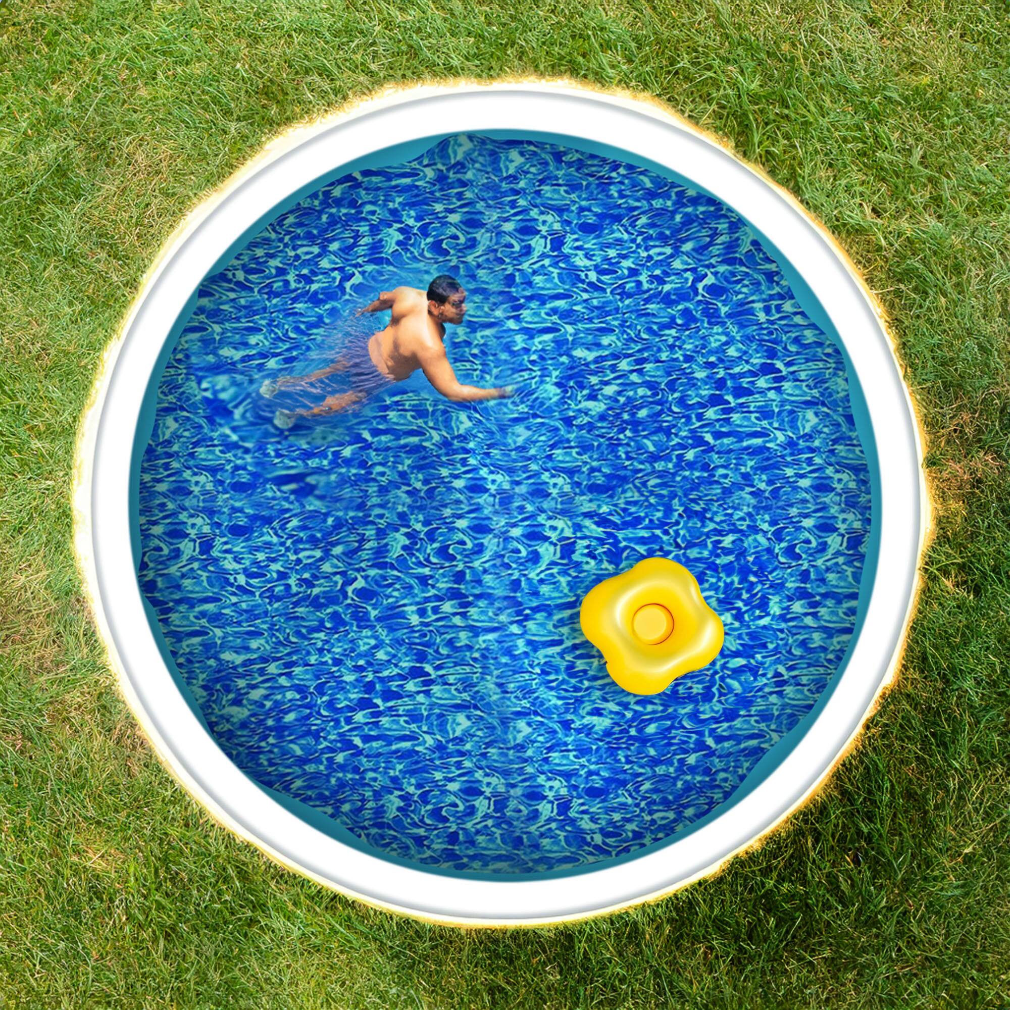 Alt View 3. Swimline - Swimline 21 Foot Swirl Blue Round Above Ground Swimming Pool Wall Overlap Liner - Blue.