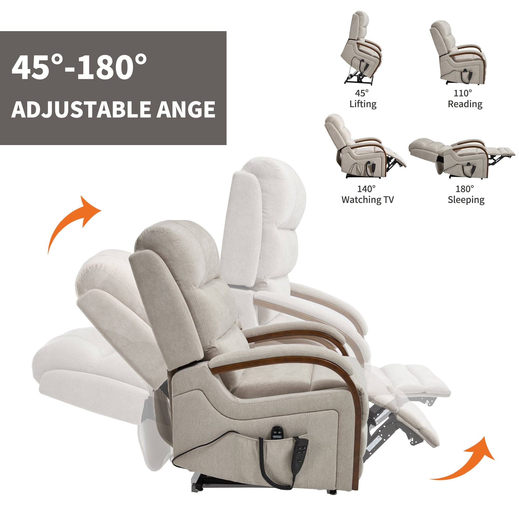 45°-180°  
ADJUSTABLE ANGLE  

45° Lifting  
110° Reading  
140° Watching TV  
180° Sleeping