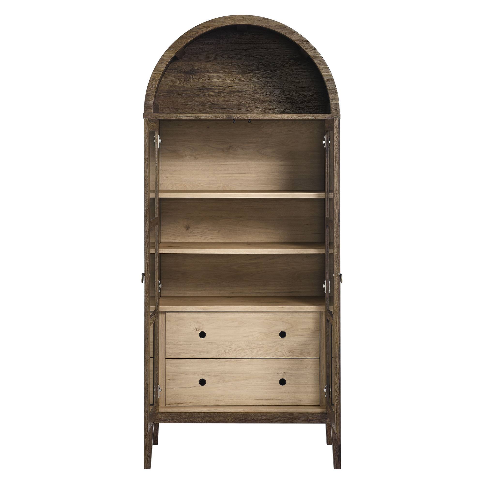 Alt View 5. Modway - Nolan Tall Arched Storage Display Cabinet by Modway - Walnut Hickory.