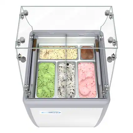 Front. Koolmore - 26 in. Gelato Dipping Cabinet Display Freezer with Sliding Glass Door and Sneeze Guard, 6 Cu. Ft. KM-GDC-26SD-FG - White.