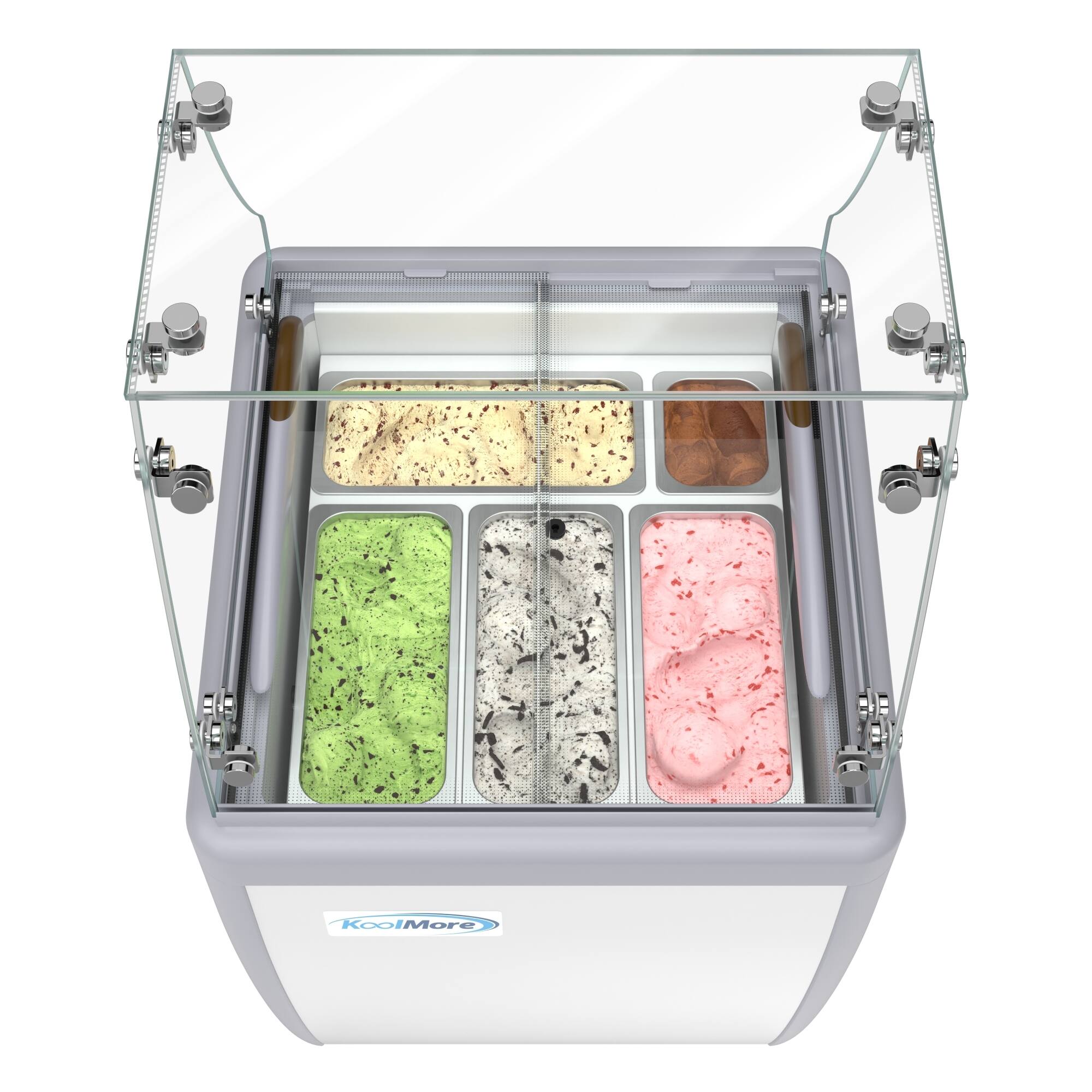 Front. Koolmore - 26 in. Gelato Dipping Cabinet Display Freezer with Sliding Glass Door and Sneeze Guard, 6 Cu. Ft. KM-GDC-26SD-FG - White.