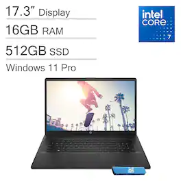 HP - 17 17.3 FHD Laptop - Intel Core 7 with 16GB Memory - 512GB SSD - Windows 11 Pro - Silver