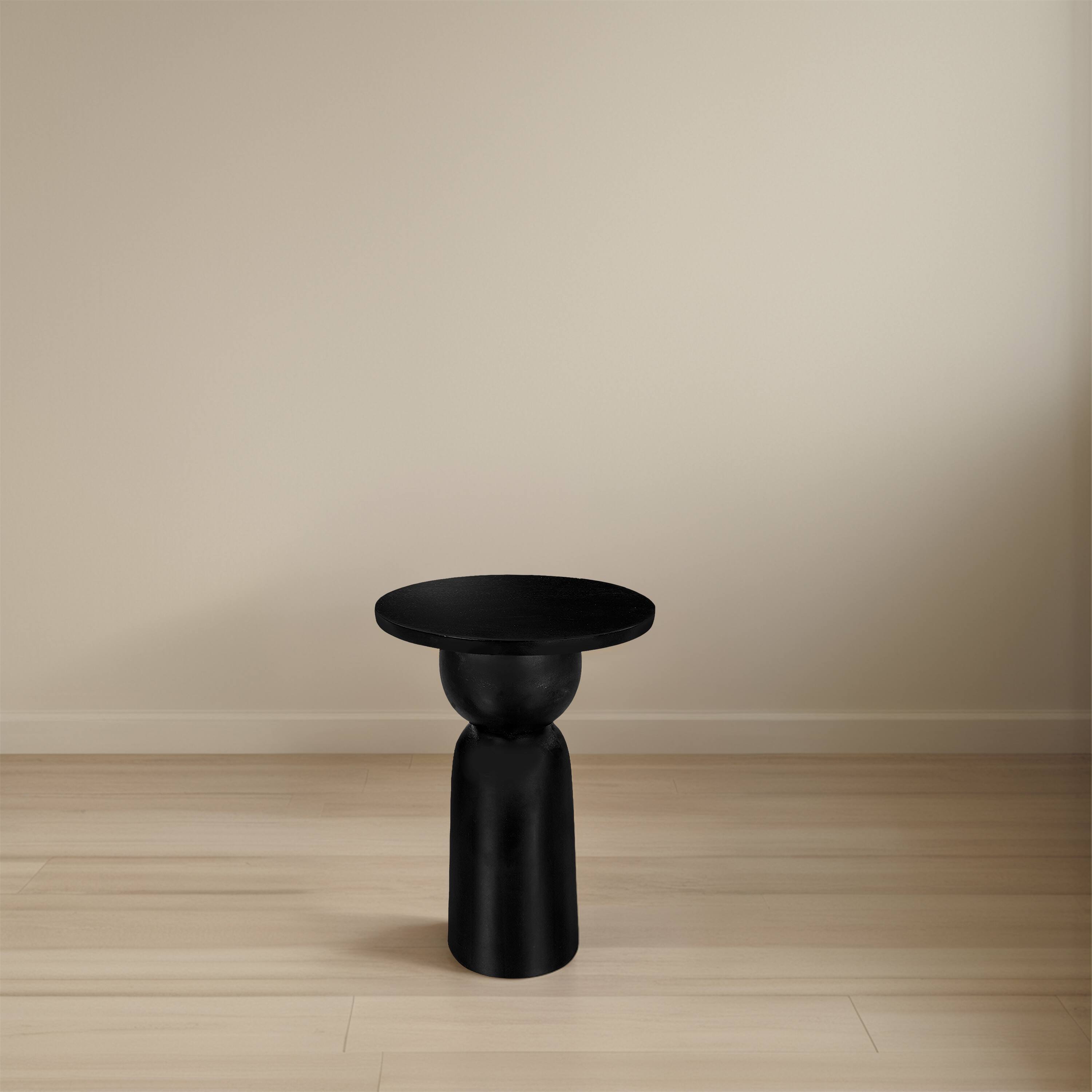 Alt View 7. Manhattan Lane - Tia 12 Inch Round Side End Table with Turned Pedestal Base - Black.