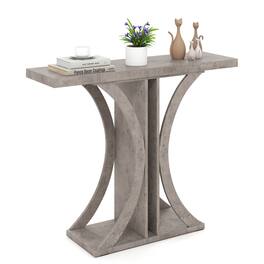 Gymax - Console Table 40'' Rectangular Entryway Table w/Geometric Frame for Living Room - Gray