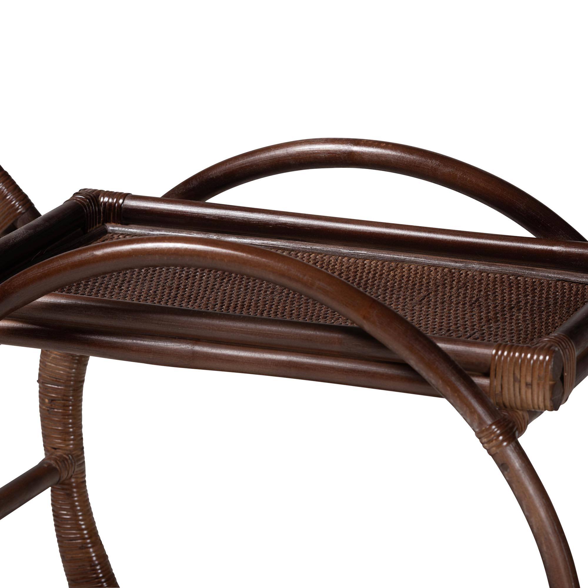 Back. bali & pari - Selah Natural Rattan Kitchen Cart - Handwoven Wicker 2-Tier Mobile Serving Cart with Tray Top - Coffee Bean.