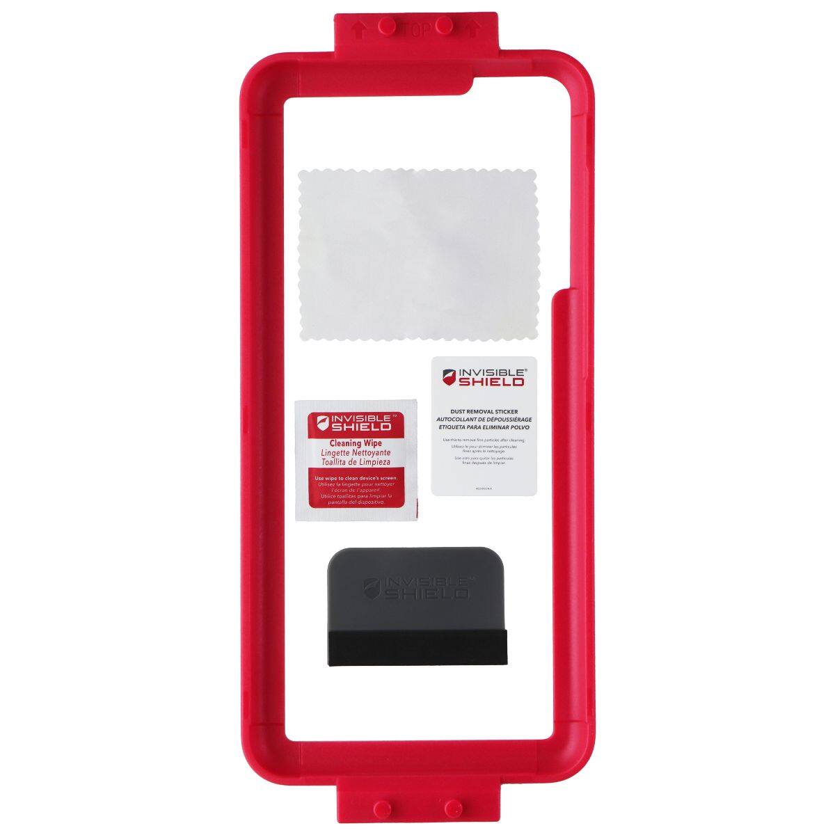 INVISIBLE SHIELD Cleaning Wipe  
Lingette Nettoyante  
Toallita de Limpieza  
DUST REMOVAL STICKER  
ETIQUETA PARA ELIMINAR POLVO  
AUTO COLLANT