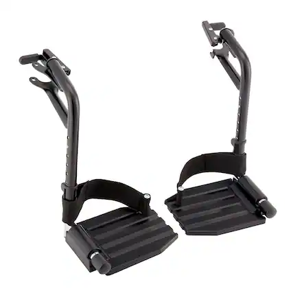 Front. Invacare - Wheelchair Legrest with Heel Loops, Adjustable Length, Swing-Away Design & Flip-Up Footplate - Black.