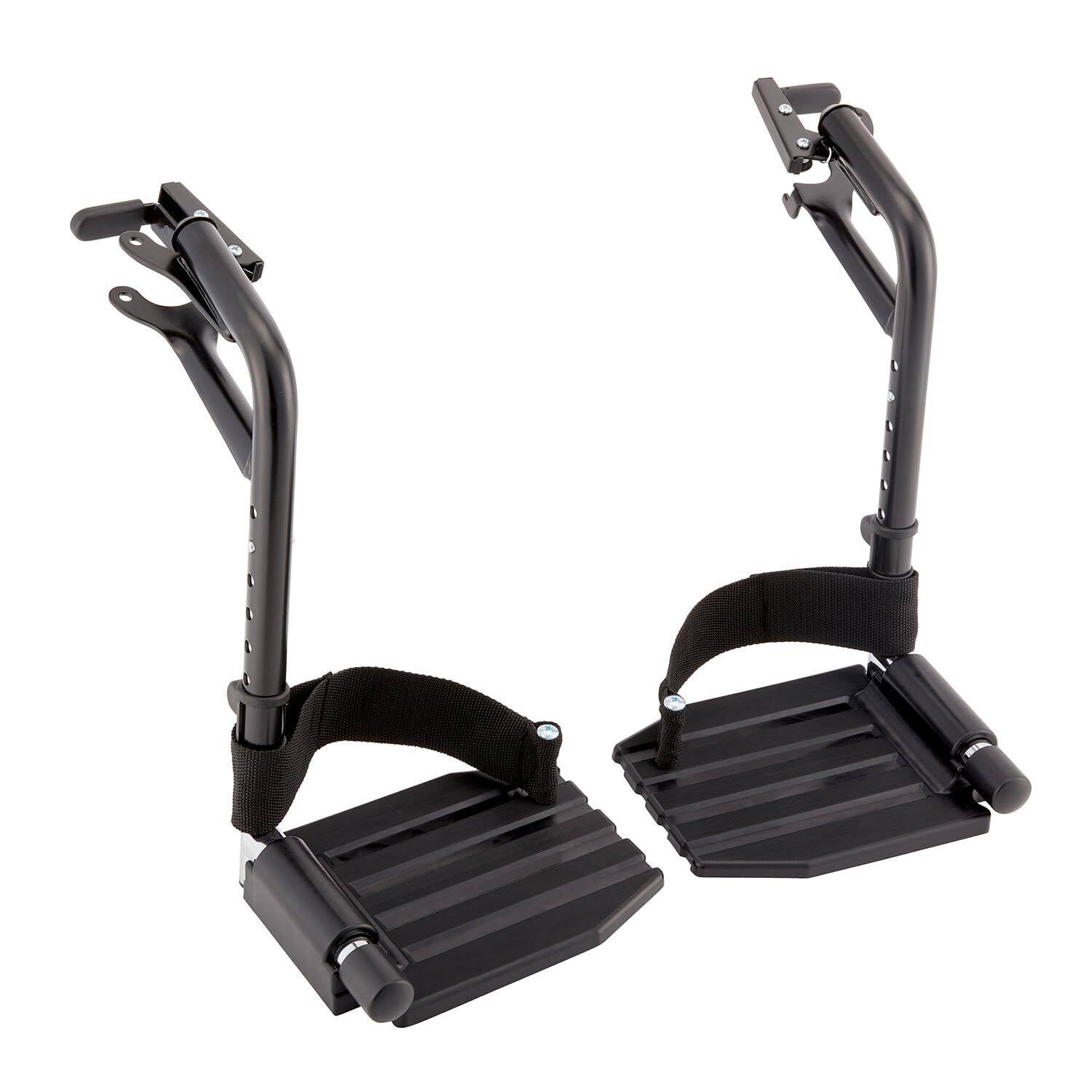 Front. Invacare - Wheelchair Legrest with Heel Loops, Adjustable Length, Swing-Away Design & Flip-Up Footplate - Black.
