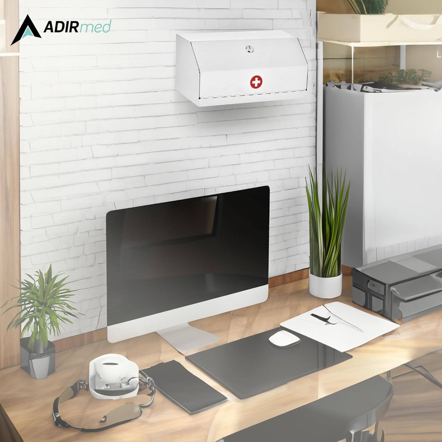 Alt View 5. Viva Comfort - Compact Steel Surface Mount Bathroom Medicine Cabinet with Lock - White.