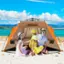 Angle. Costway - Pop-up Beach Tent Portable Beach Shade for 3-4 Persons UPF 50+ Protection - Orange.