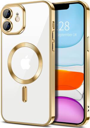 Front. Entronix - Entronix Magnetic Case for iPhone 11 - Clear Back Luxury Glossy Cover - Gold.