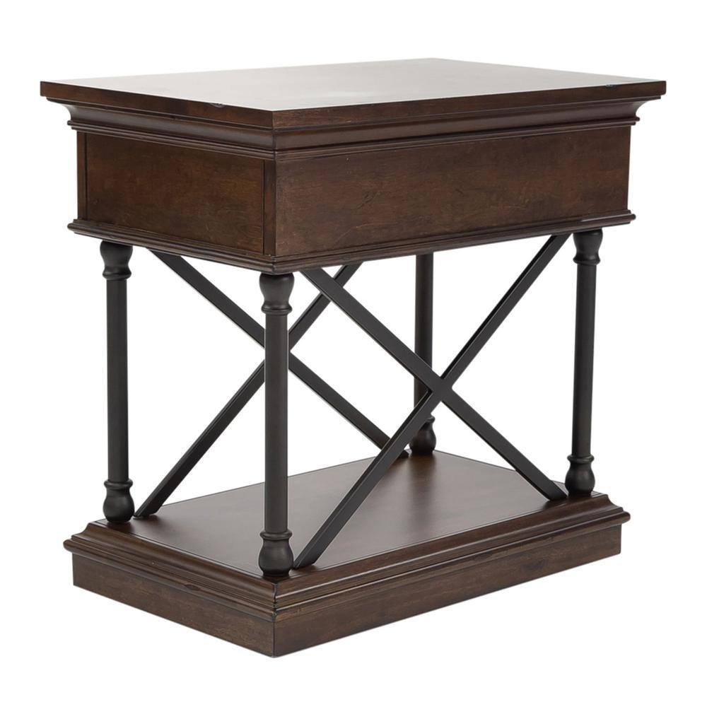 Left. Liberty Furniture Industries - Tribeca Drawer Chair Side Table in Cordovian Brown - Brown.