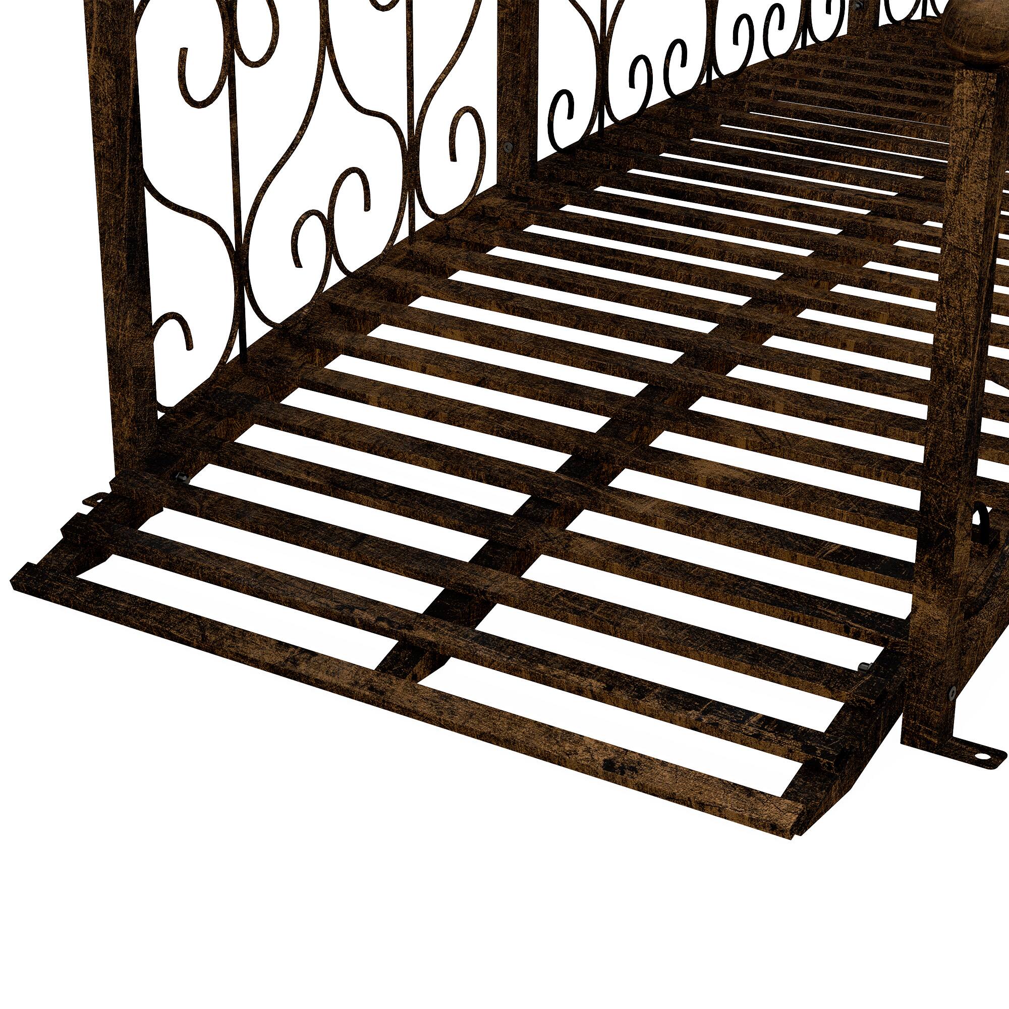 Alt View 8. Outsunny - Metal Arch Garden Bridge Arc Footbridge with Side Railings Decorative Scrollwork - Bronze.