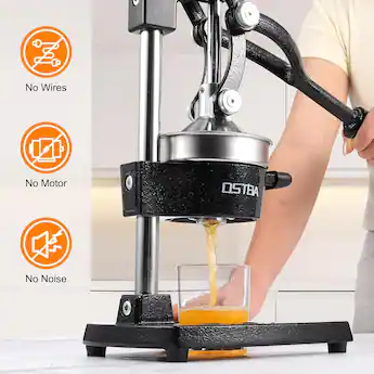 OSTBA Cast Iron Juicer Heavy Duty Manual Juicer with Stainless Steel Cup Black